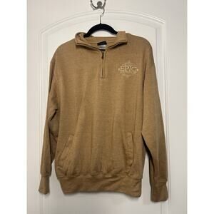 Epic Universe Universal Studios Quarter Zip Tan Sweater Size Small 100% Cotton